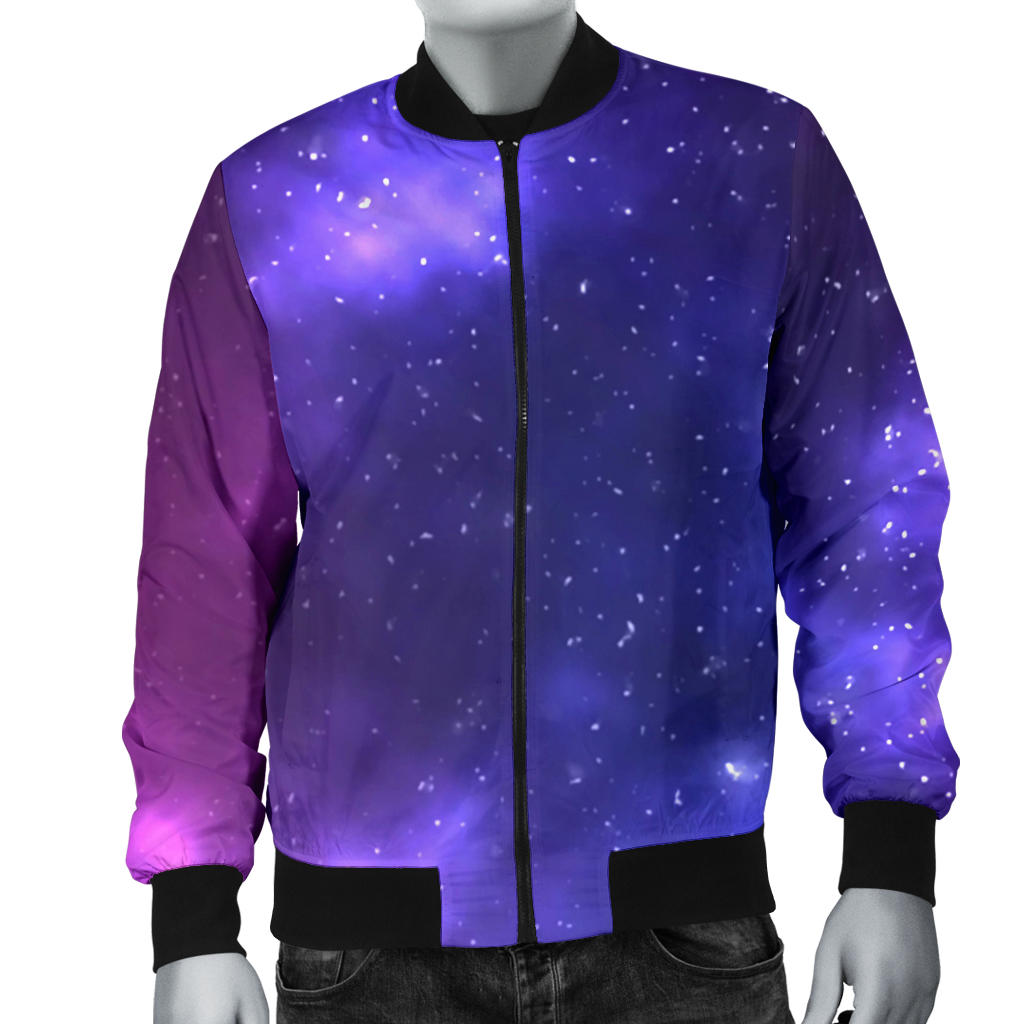 Celestial Purple Blue Galaxy Men Bomber Jacket - JTAMIGO.COM