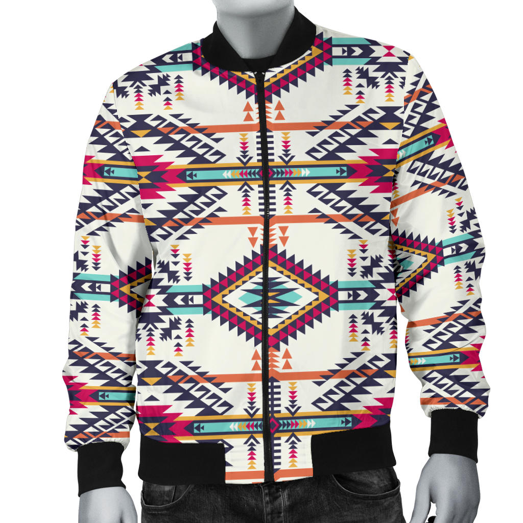 Indian Navajo Art Themed Design Print Men Bomber Jacket - JTAMIGO.COM