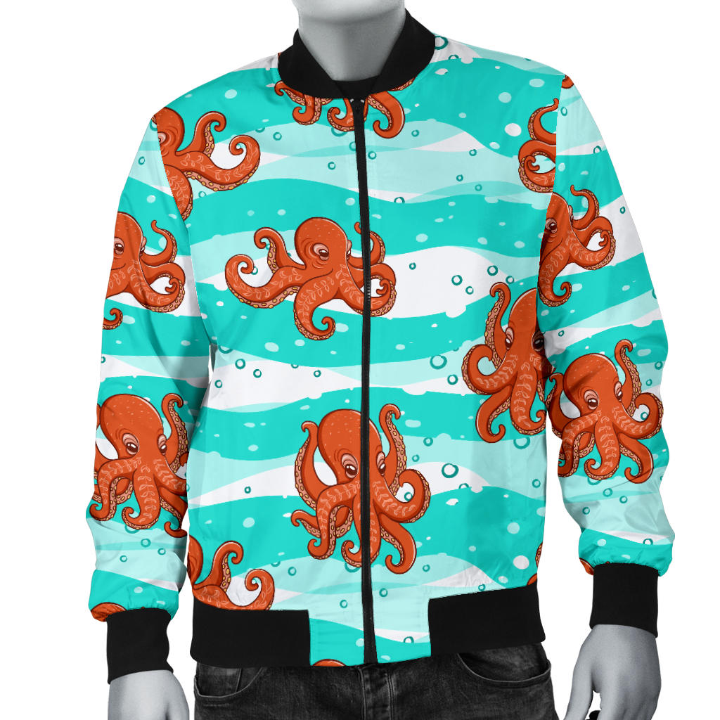 Octopus Cute Design Print Themed Men Bomber Jacket - JTAMIGO.COM