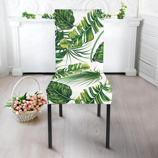 Green Pattern Tropical Palm Leaves Dining Chair Slipcover - JTAMIGO.COM