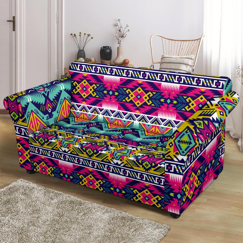 Indian Navajo Color Themed Design Print Loveseat Couch Slipcover ...