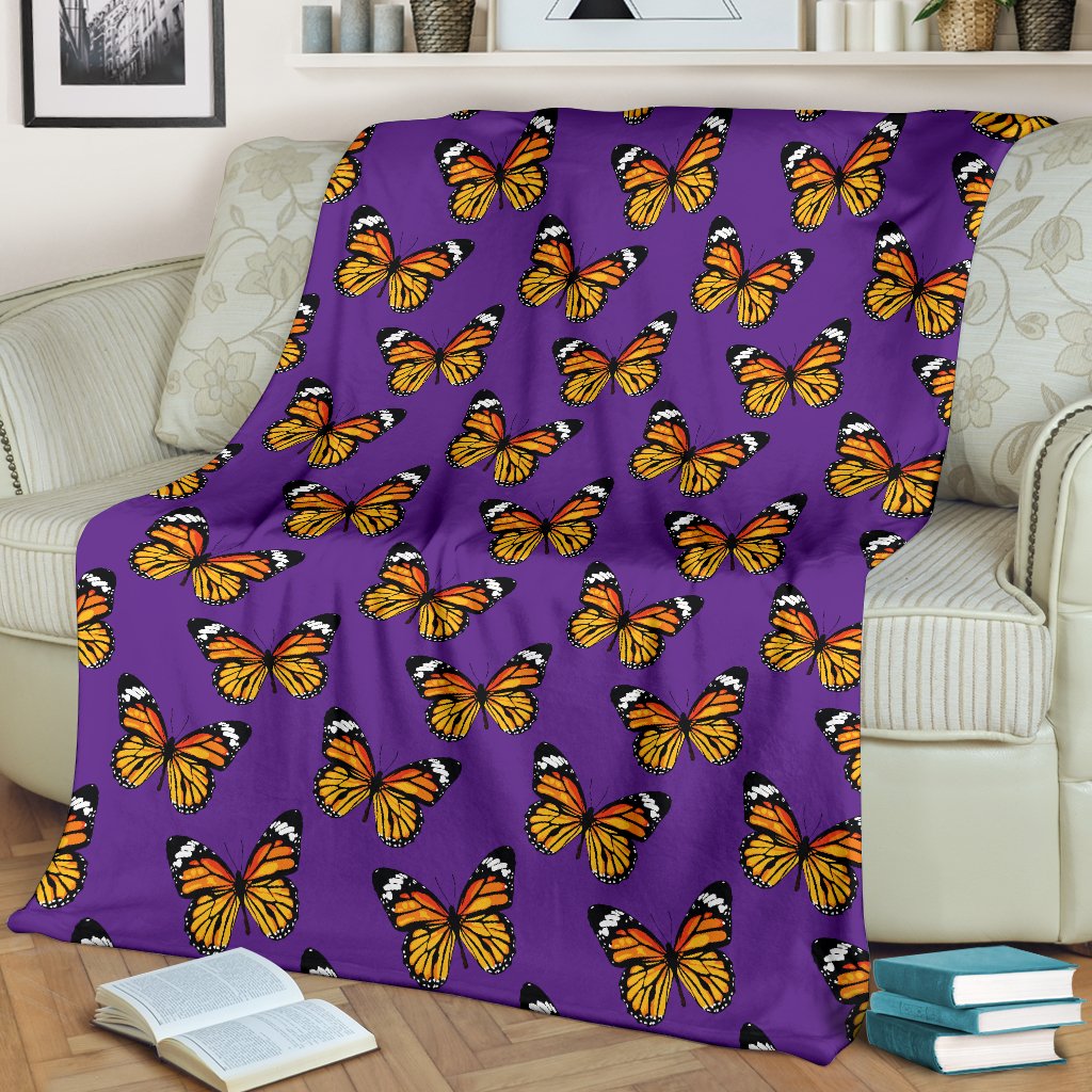 Monarch Butterfly Purple Print Pattern Blanket - JTAMIGO.COM