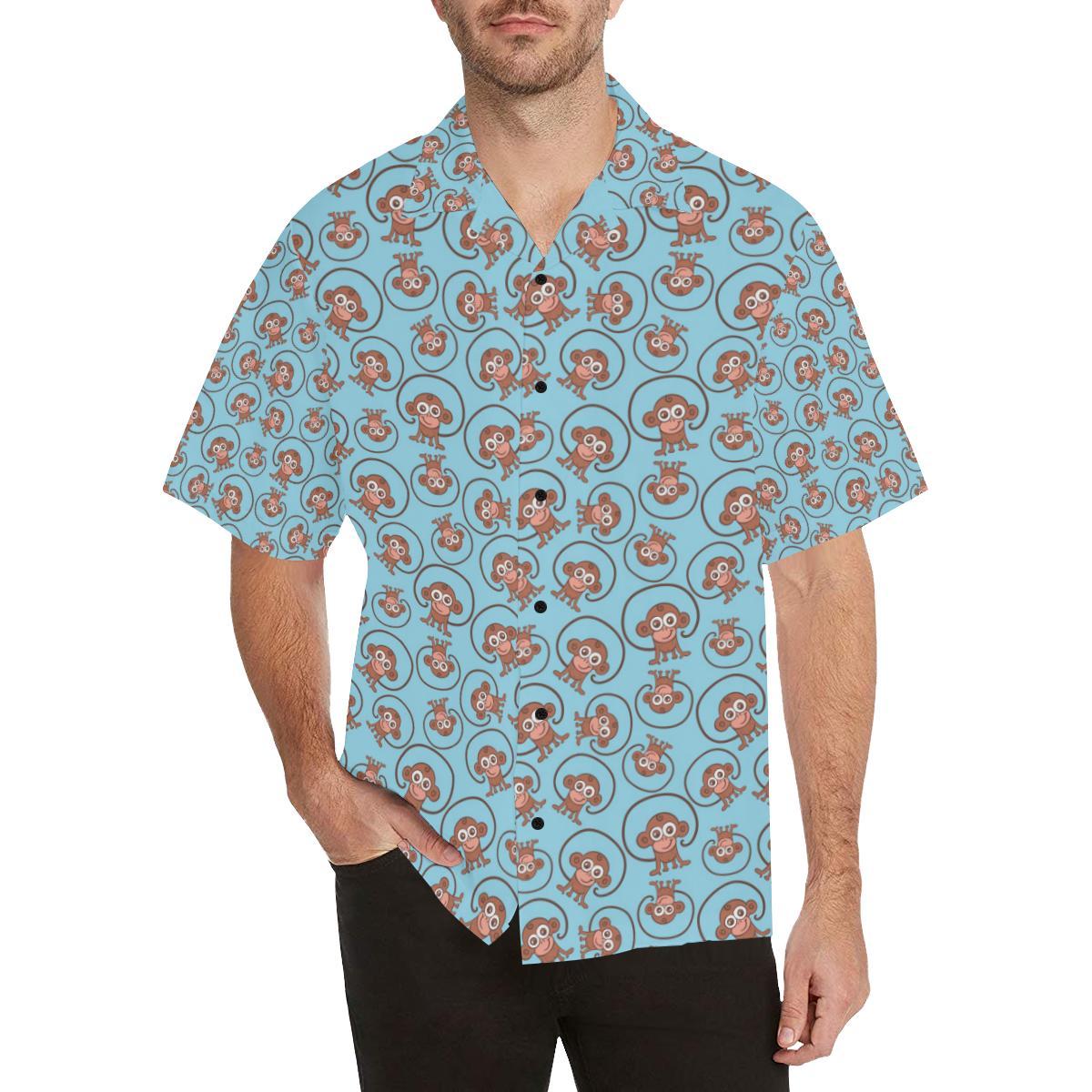 Monkey Cute Design Themed Print Hawaiian Shirt - JTAMIGO.COM