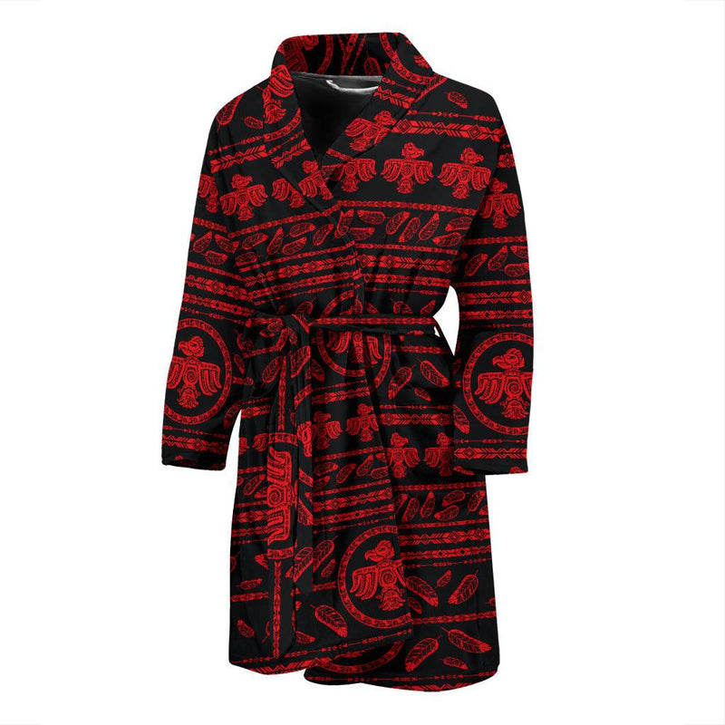 Native American Eagle Themed Print Men Bathrobe - JTAMIGO.COM