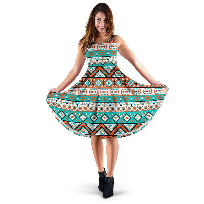 Navajo Style Print Pattern Sleeveless Dress - JTAMIGO.COM