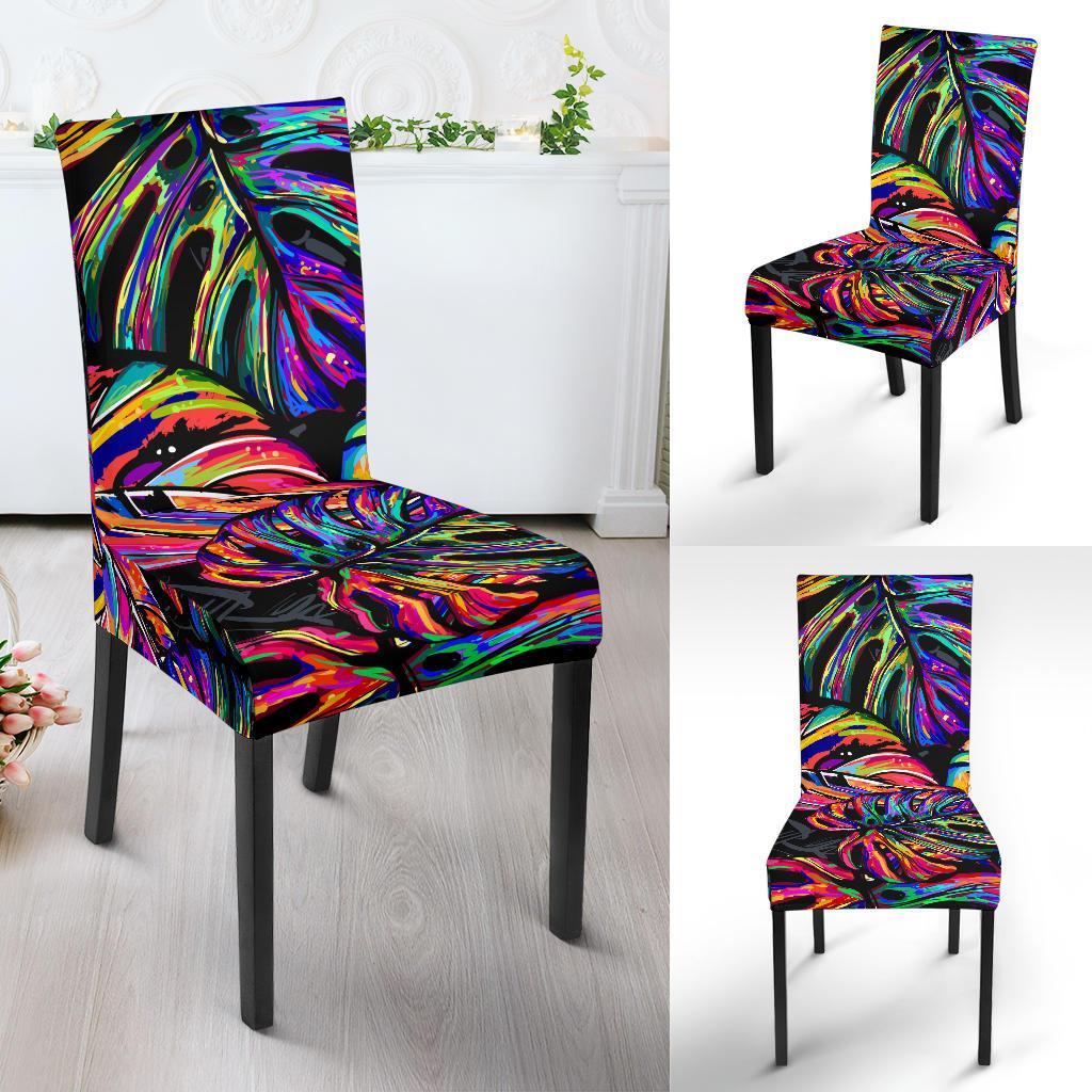Neon Color Tropical Palm Leaves Dining Chair Slipcover - JTAMIGO.COM