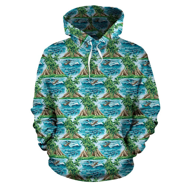 Palm Tree Hawaiian Themed Design Print Pullover Hoodie - JTAMIGO.COM