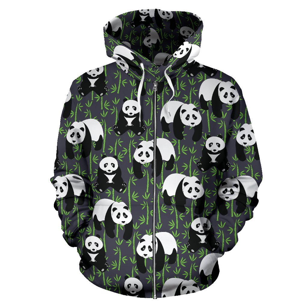 Panda Bear Bamboo Themed Print Zip Up Hoodie Jtamigocom 