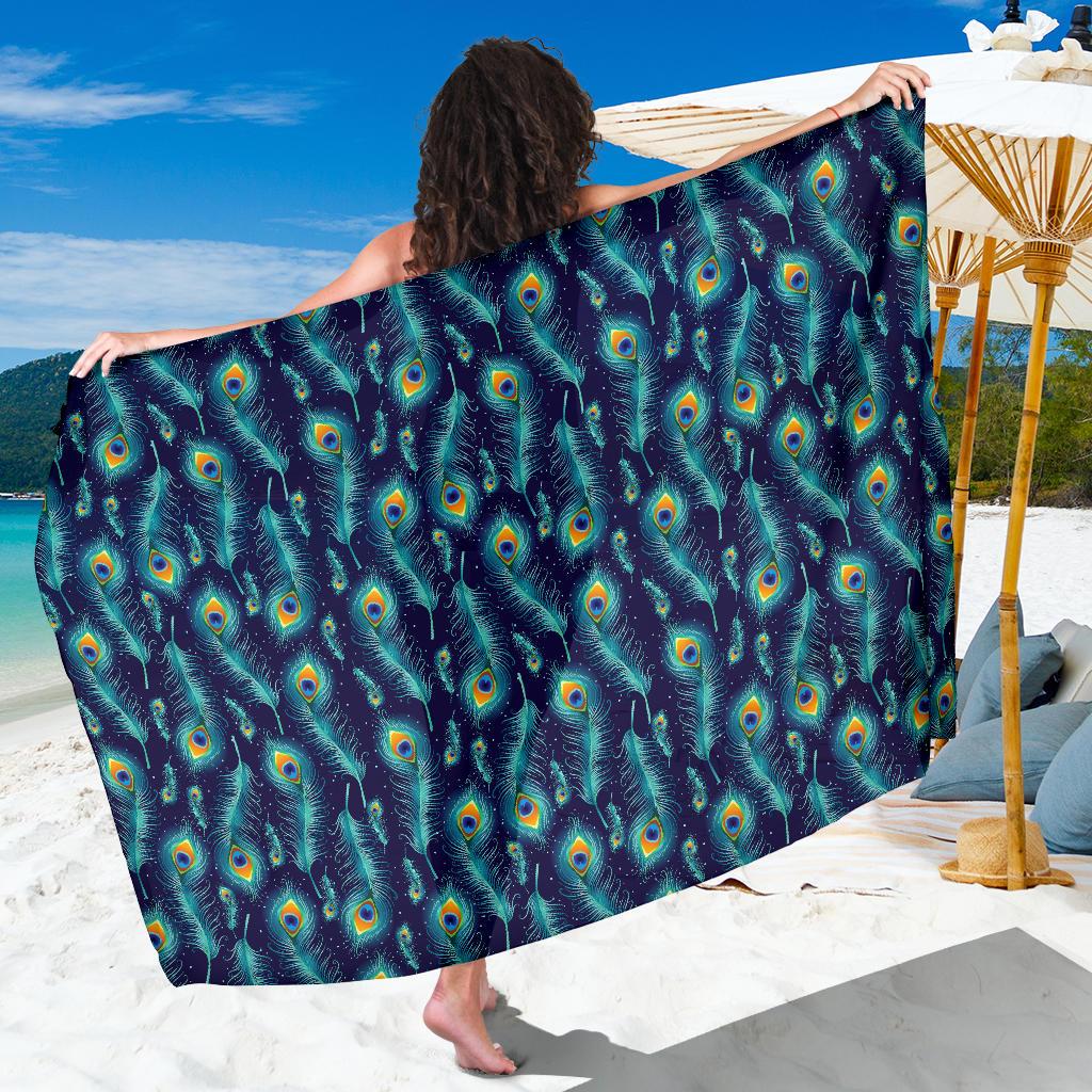 Peacock Feather Blue Design Print Sarong Pareo Wrap Jtamigocom 