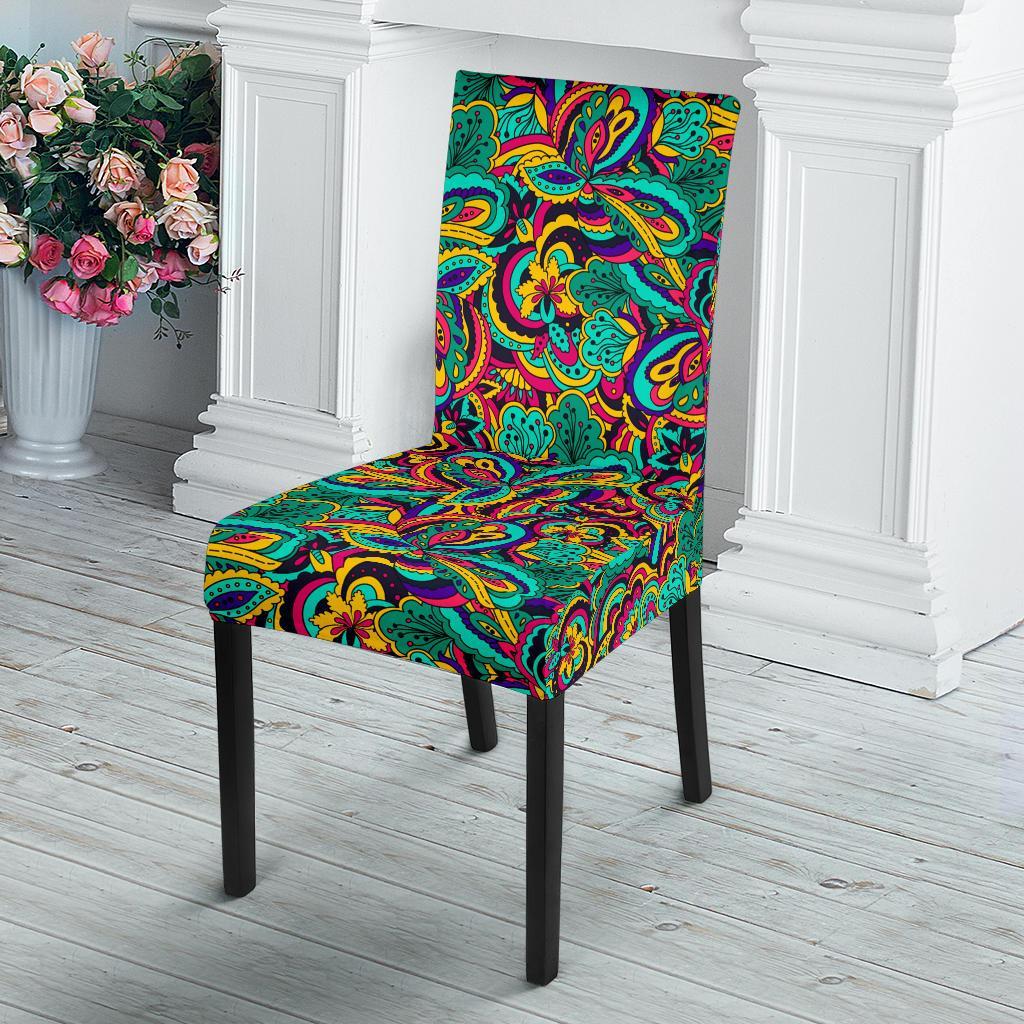 Psychedelic Trippy Floral Design Dining Chair Slipcover - JTAMIGO.COM