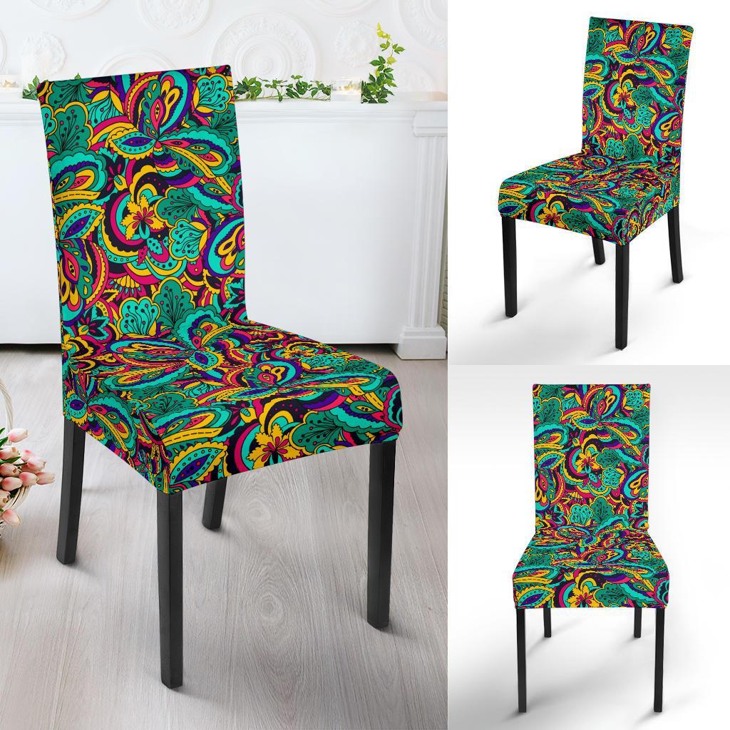 Psychedelic Trippy Floral Design Dining Chair Slipcover - JTAMIGO.COM