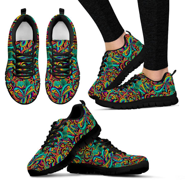 Psychedelic Trippy Floral Design Women Sneakers - JTAMIGO.COM
