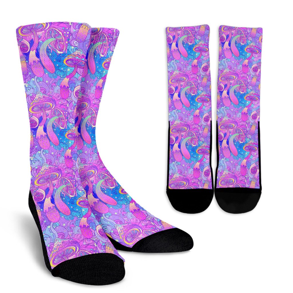 Psychedelic Trippy Mushroom Print Crew Socks - JTAMIGO.COM