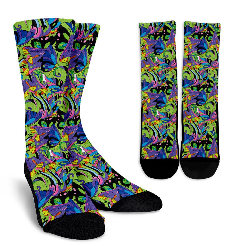 Psychedelic Trippy Mushroom Themed Crew Socks - JTAMIGO.COM