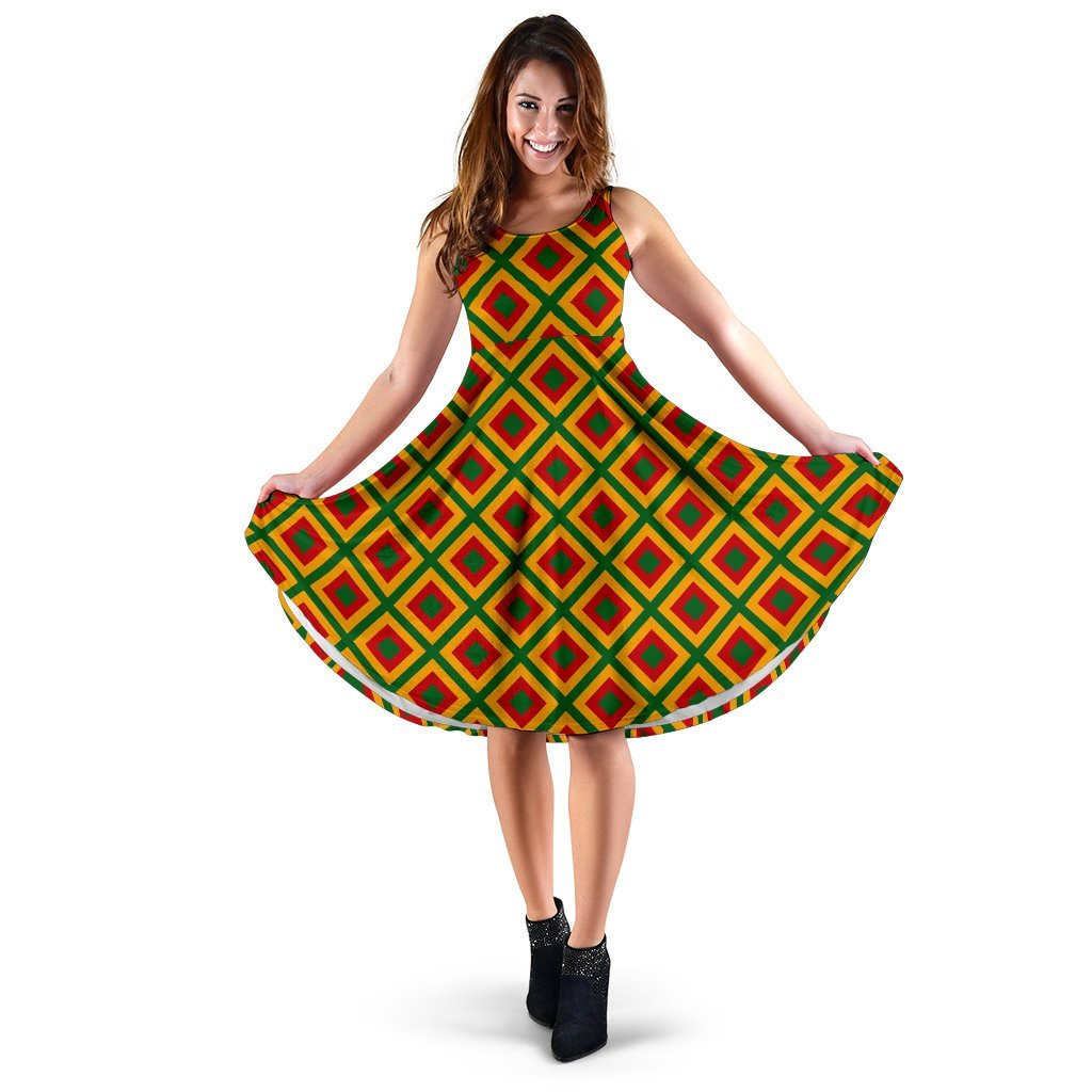 Rasta Reggae Color Cross Sleeveless Dress Jtamigo