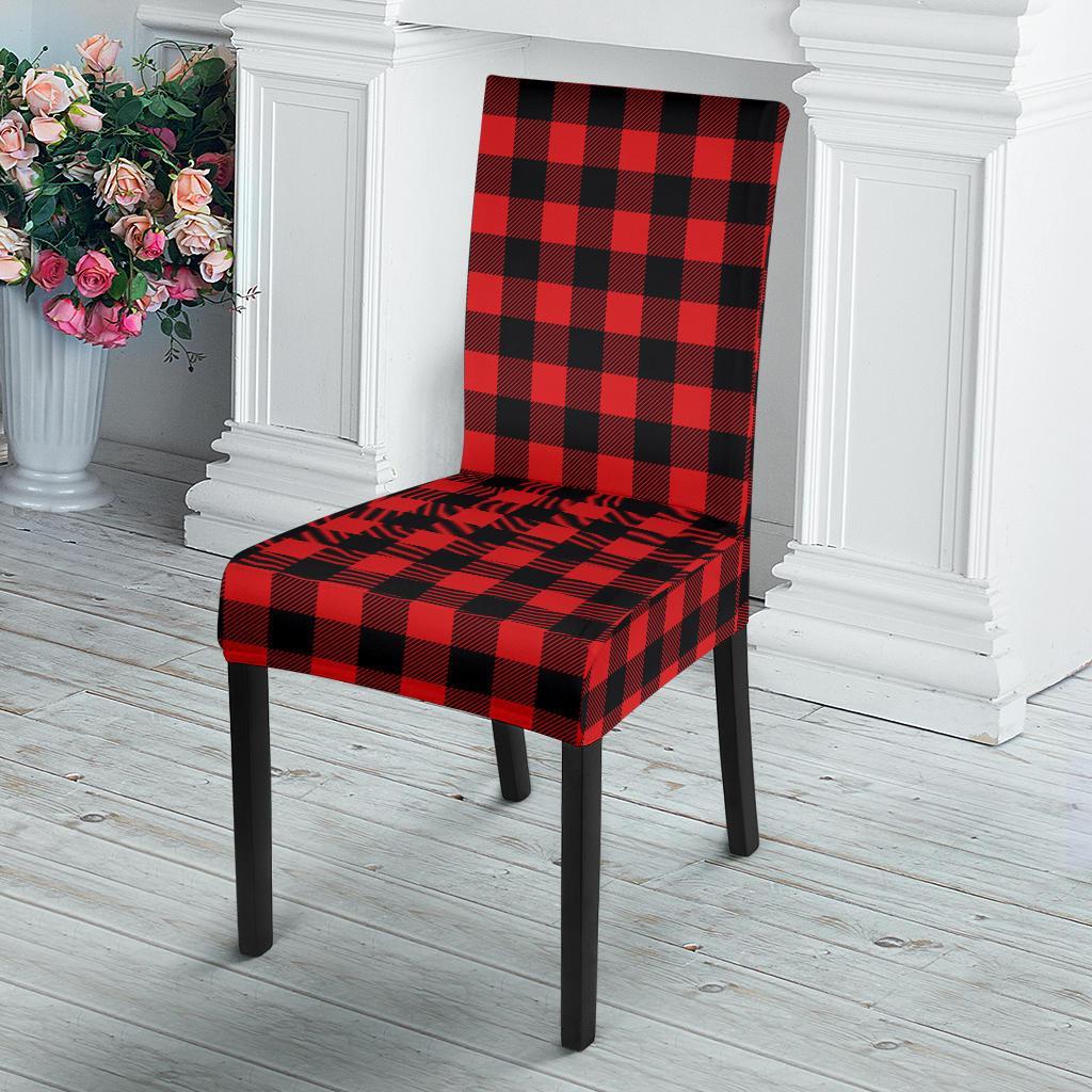 Red Black Buffalo Tartan Plaid Pattern Dining Chair Slipcover - JTAMIGO.COM