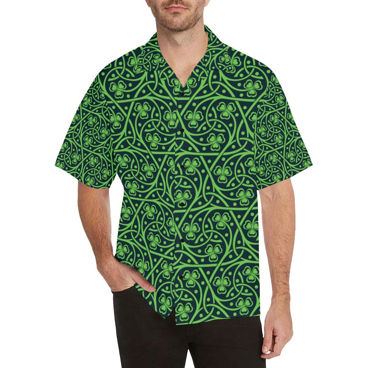 Shamrock Themed Print Hawaiian Shirt - JTAMIGO.COM