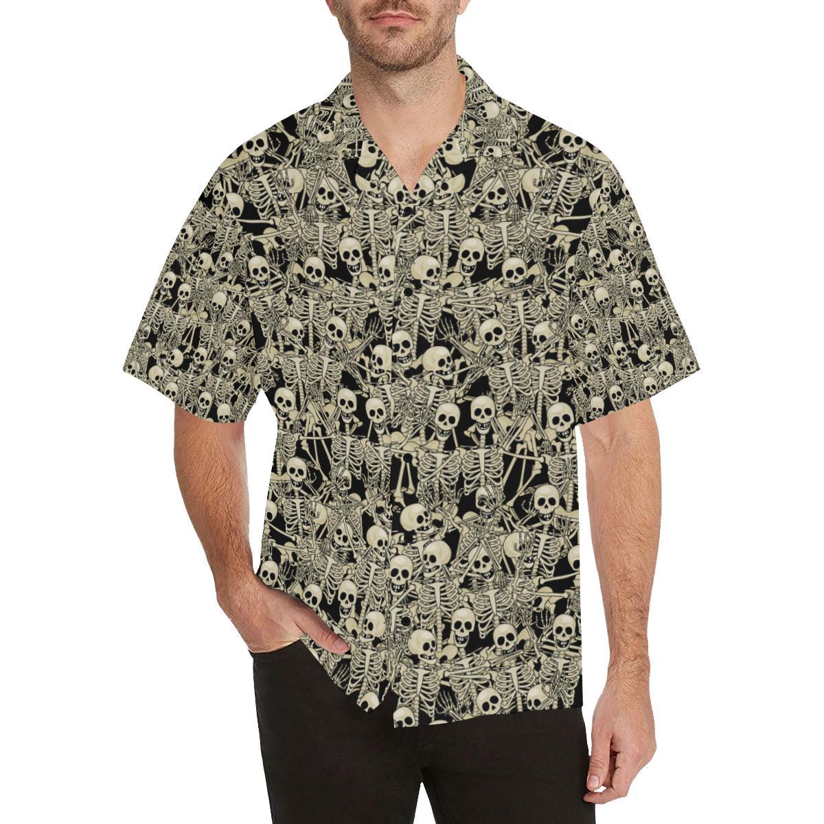 Skeleton Design Print Hawaiian Shirt - JTAMIGO.COM