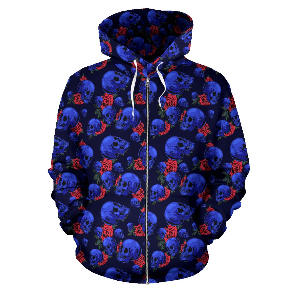 Skull Roses Neon Design Themed Print Zip Up Hoodie – JTAMIGO.COM