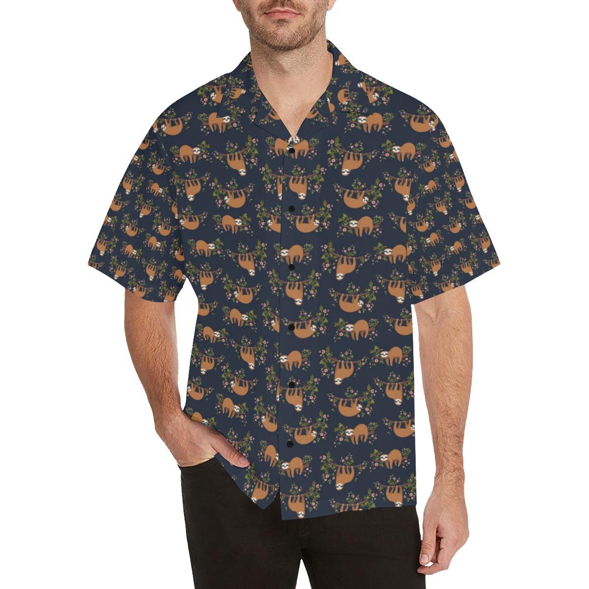 Sloth flower Design Themed Print Hawaiian Shirt - JTAMIGO.COM