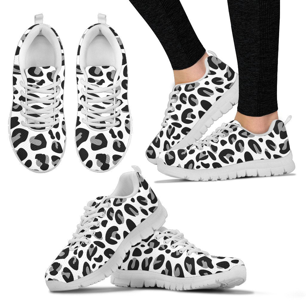 Snow Leopard Skin Print Women Sneakers Jtamigo