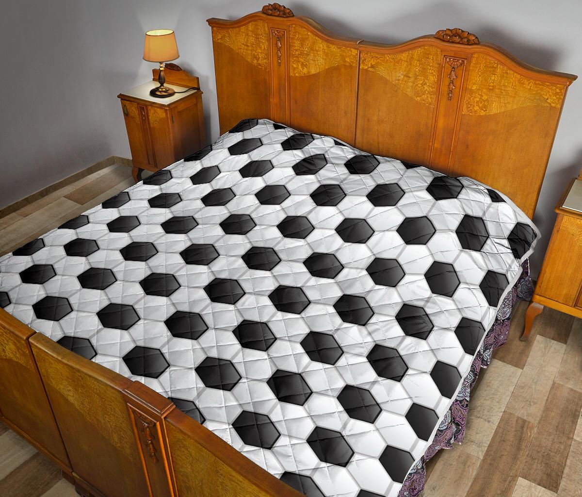 Soccer Ball Texture Print Pattern Quilt Bedspread - JTAMIGO.COM