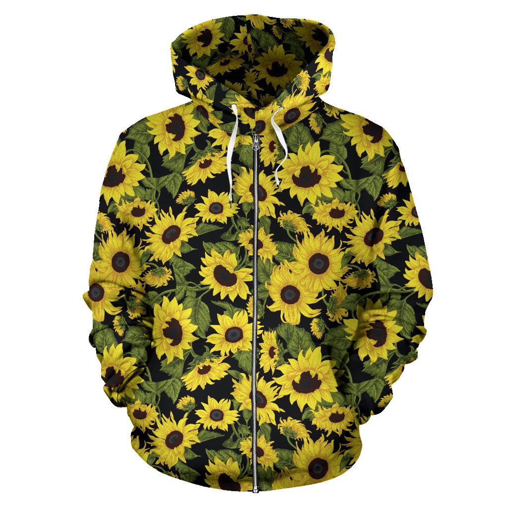 Sunflower Fresh Bright Color Print Zip Up Hoodie - JTAMIGO.COM
