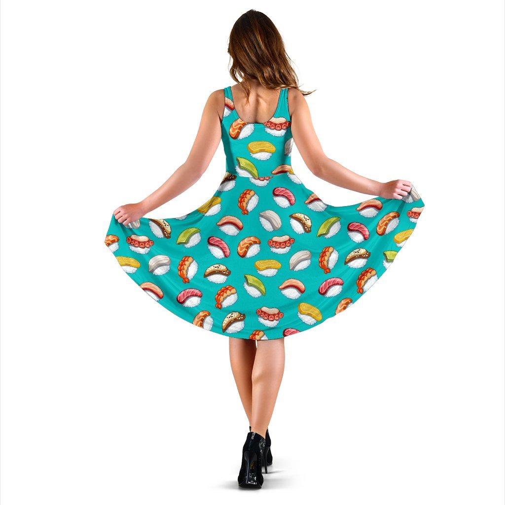 Sushi Themed Print Sleeveless Dress - JTAMIGO.COM