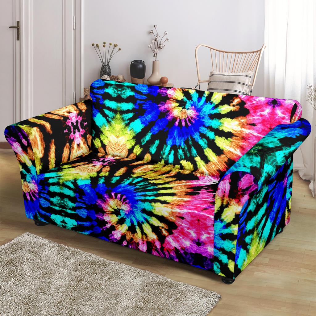 Tie Dye Rainbow Design Print Loveseat Couch Slipcover - JTAMIGO.COM