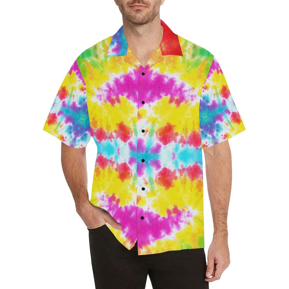 Tie Dye Rainbow Themed Print Hawaiian Shirt - JTAMIGO.COM