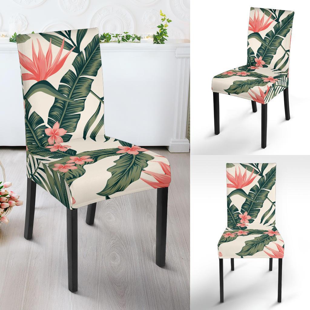 Tropical Flower Palm Leaves Dining Chair Slipcover - JTAMIGO.COM