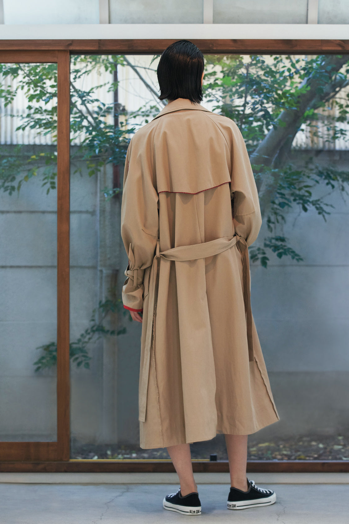 新しく着き foufou side slit belted coat サイドスリットベルト