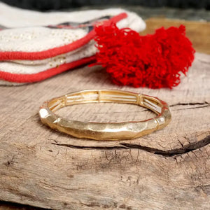 Boho Stretchy Raw Textured Gold Bracelet - Creative Touch Boutique