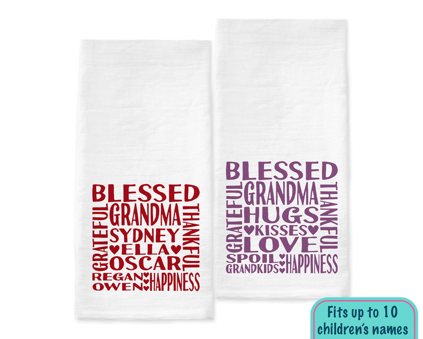 Download Personalized Grandchildren Names Flour Sack Tea Towel The Polka Dot Penny