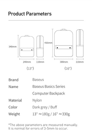 Sac imperméable pour ordinateur portable MackBook Air 20L Sac à dos de couleur solide pour ordinateur portable 13'' 16''