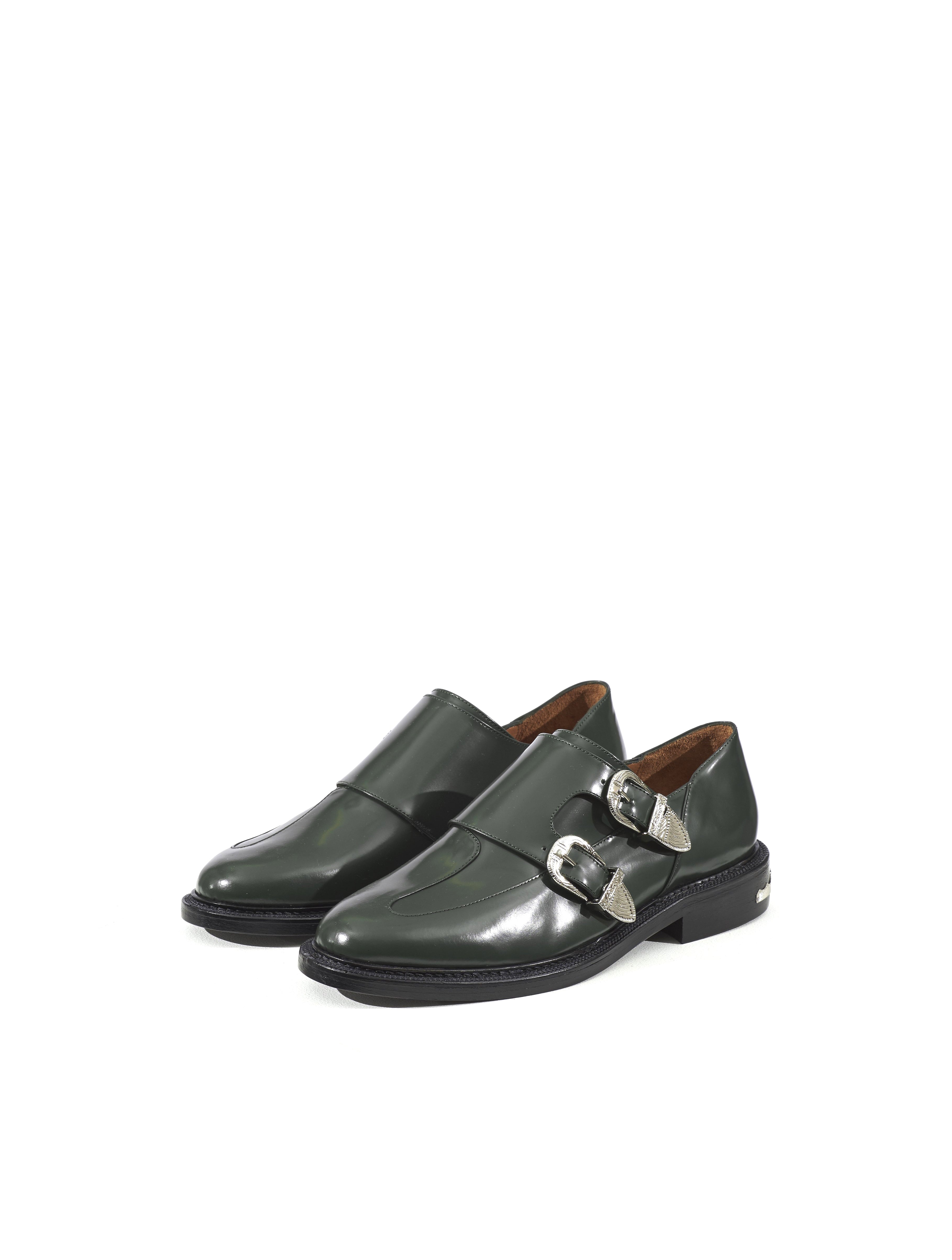 dark green leather shoes