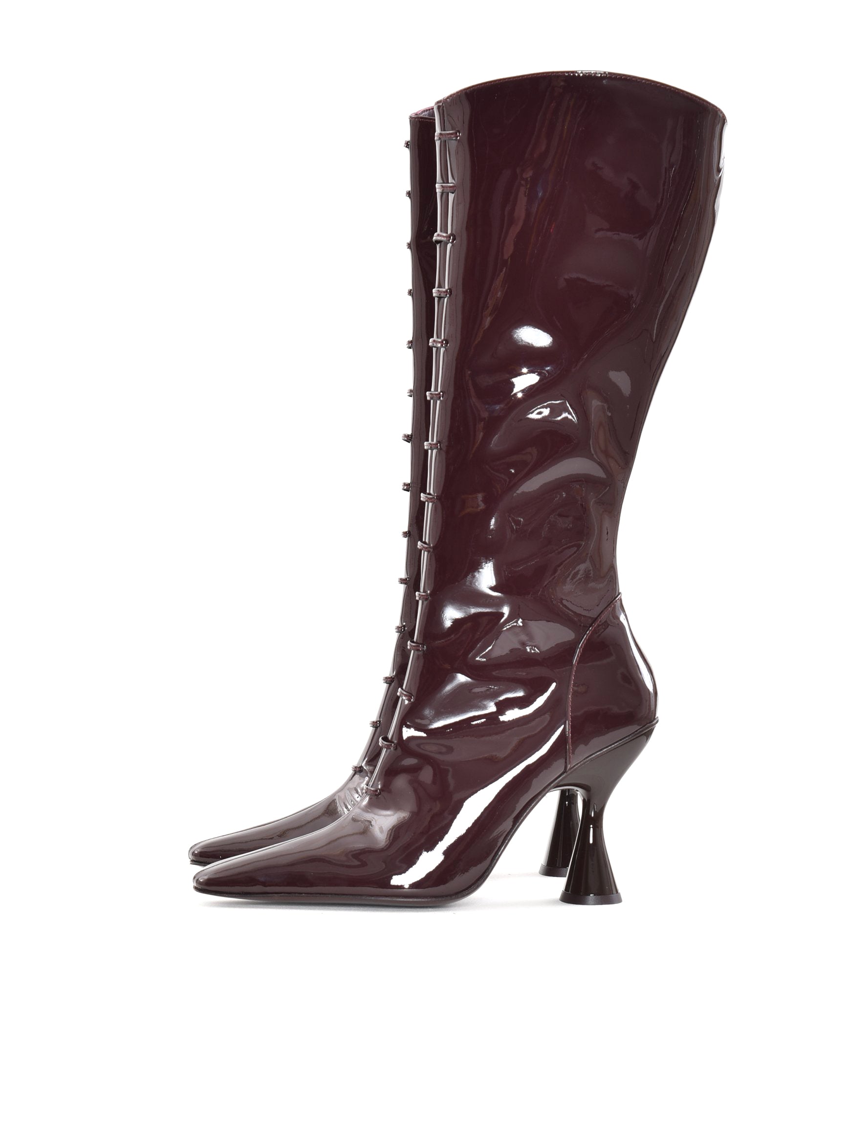 Stainless Lace-Up Burgundy Patent Boot 