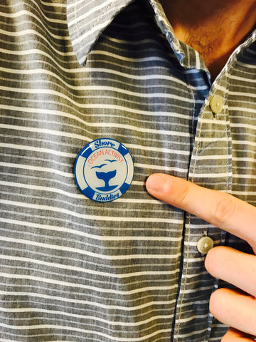 Aaron Westbrook of Form5 Prosthetics Inc. with Shore Buddies Ocean Activist pin