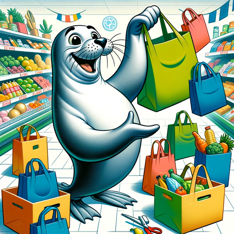 Shore Buddies Sammy the Seal brings reusable bags to the grocery store