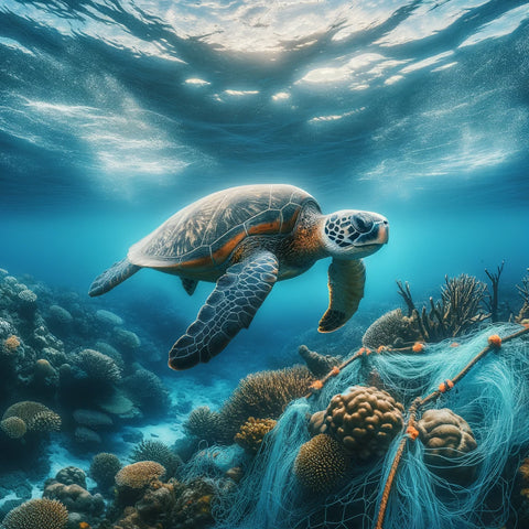 Shore Buddies Shelly the Sea Turtle floating with ghost nets real photo.png