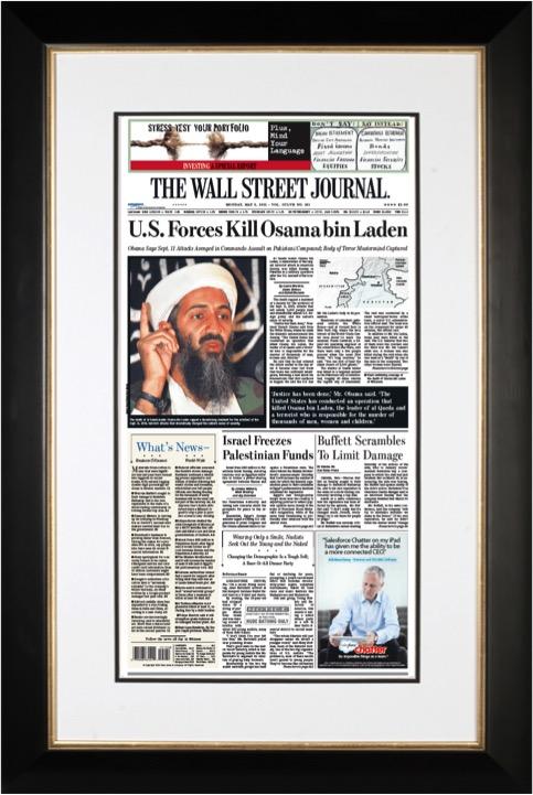 U S Forces Kill Osama Bin Laden The Wall Street Journal Framed Reprint May 2 11