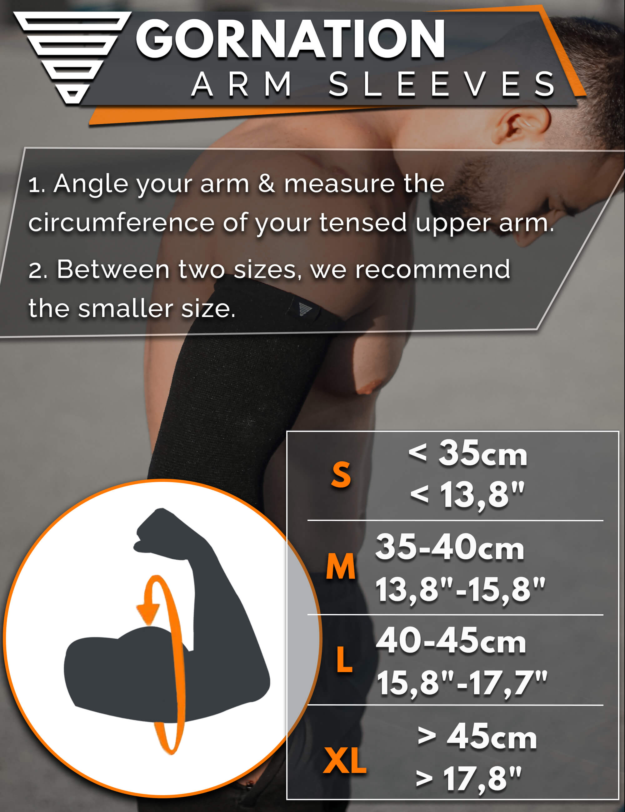 sizing guide for gornation elbow sleeves calisthenics