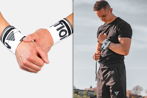 athlete wearing wrist wraps for calisthenics