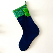 Load image into Gallery viewer, Second-life Stocking, Velvet, Navy/Green
