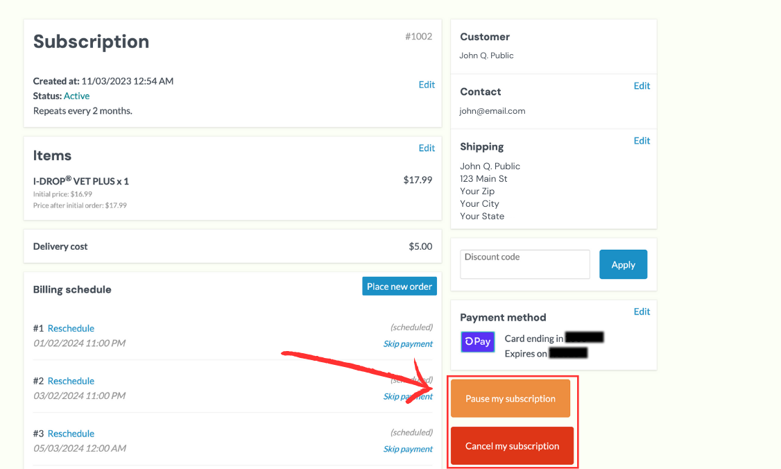 How to cancel a subscription screenshot shopify subscription app