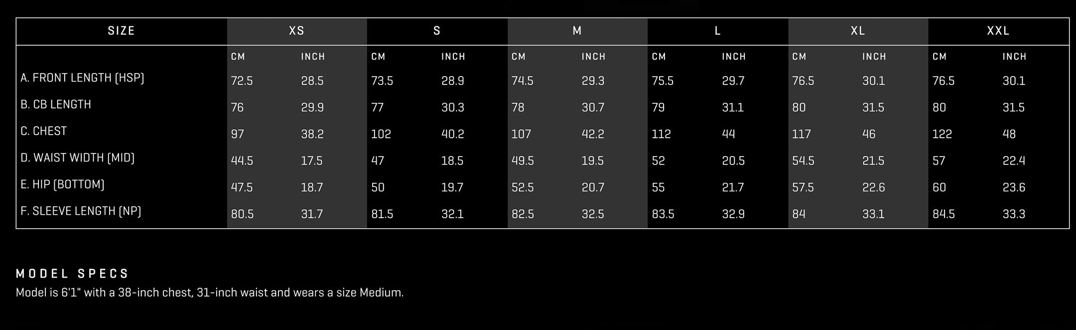 walter sky j02 fitting chart