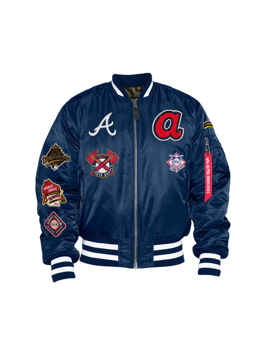 알파 인더스트리 X MLB X New Era 봄버 자켓 Atlanta Braves MA-1 Bomber Jacket , MLB© x Alpha x New Era , 알파 인더스트리 Alpha Industries,REPLICA BLUE