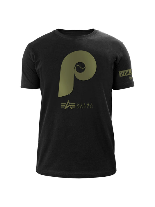 알파 인더스트리 X MLB X New Era 반팔티 Philadelphia Phillies T-Shirt , MLB© x Alpha x New Era , 알파 인더스트리 Alpha Industries,BLACK