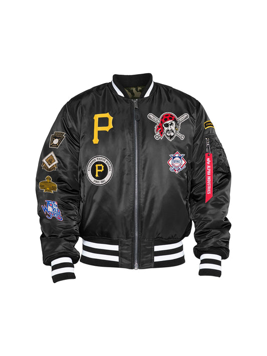 알파 인더스트리 X MLB X New Era 봄버 자켓 Pittsburgh Pirates MA-1 Bomber Jacket , MLB© x Alpha x New Era , 알파 인더스트리 Alpha Industries,BLACK