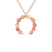 Thumbnail for Hdn3105 - Beaded Crescent Pendant Necklace PEACH